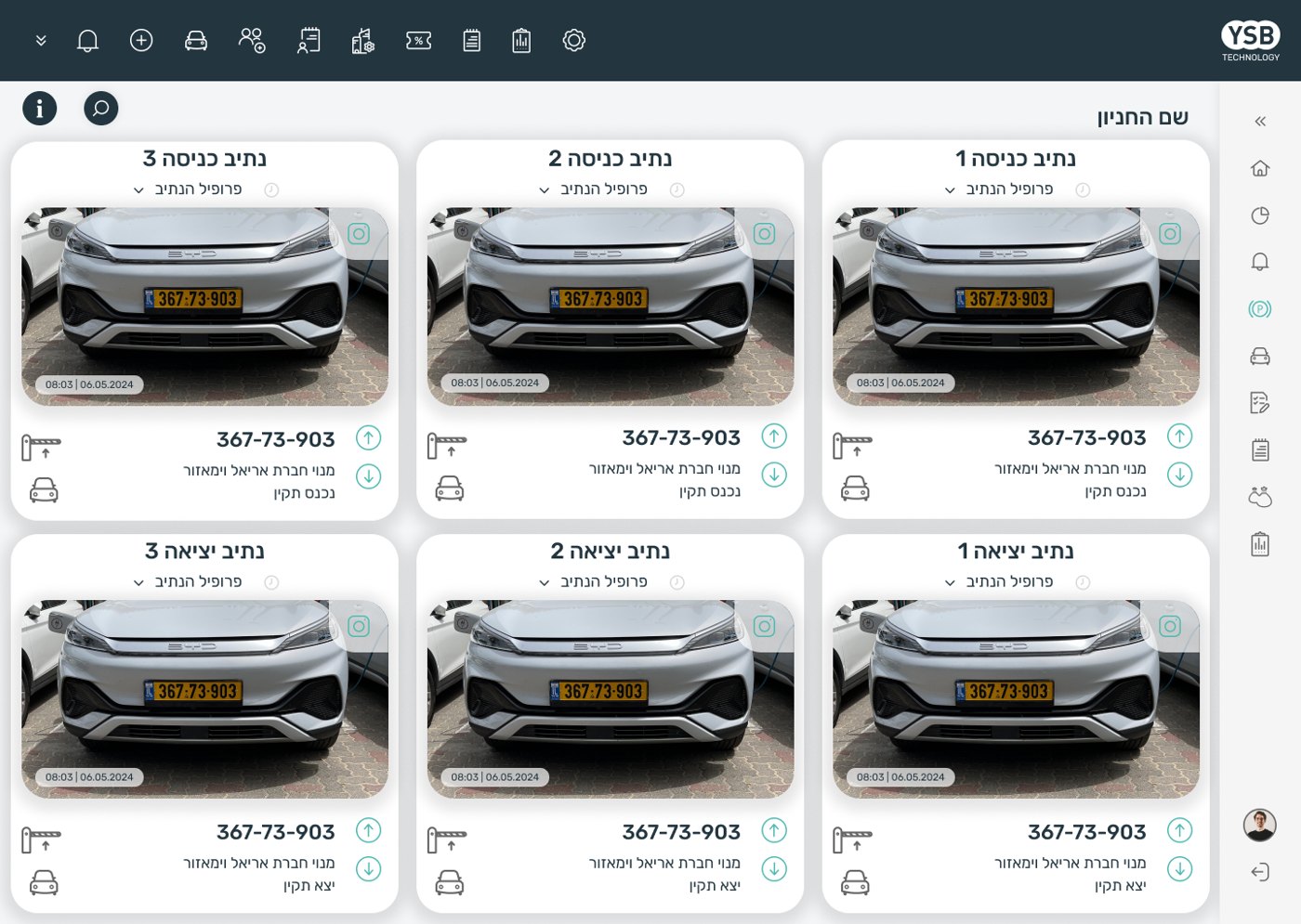 EAGLE live LPR monitoring - entry and exit lanes with real-time license-plate recognition per lane