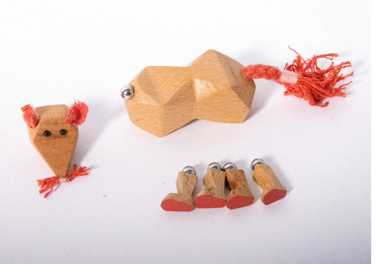 Fox character broken into modular parts with coral tail