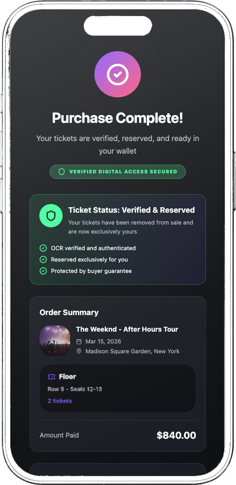 TIIKITI - Purchase complete confirmation