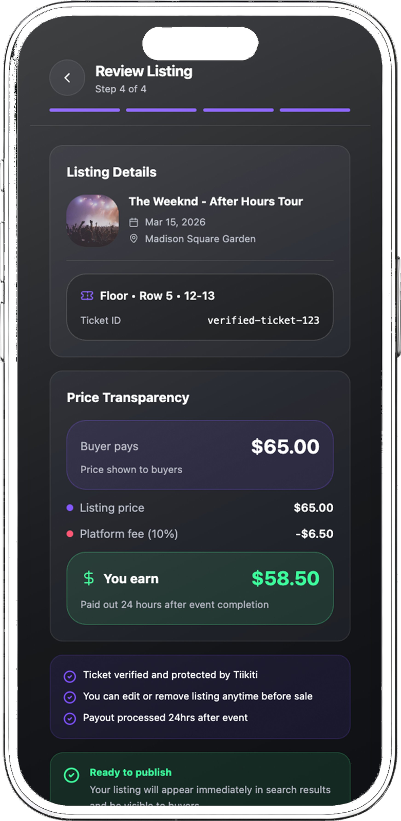 TIIKITI - Review listing screen