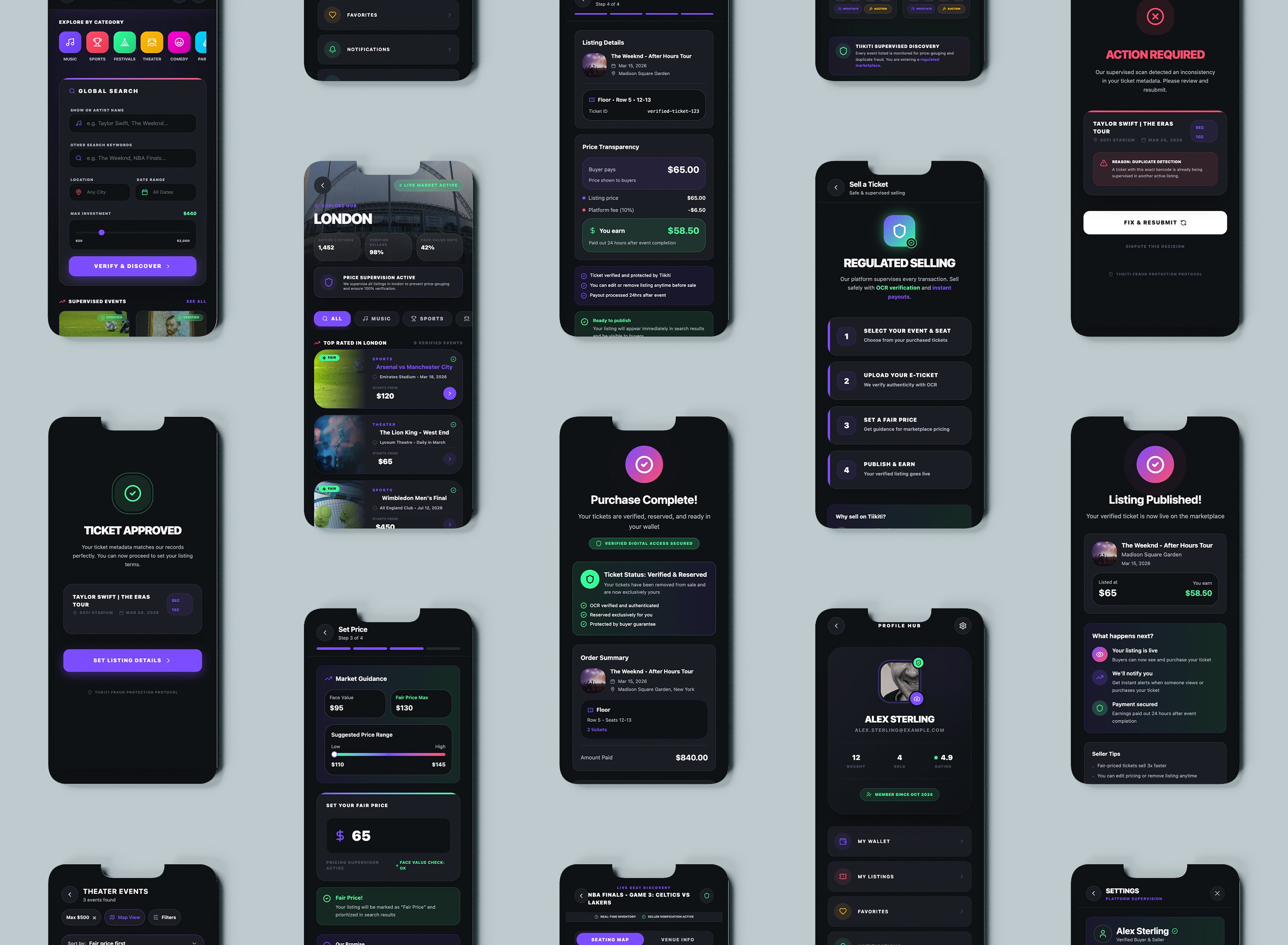 TIIKITI mobile app mockups